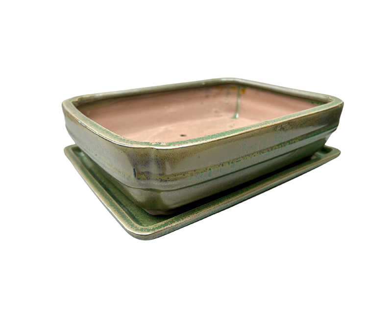 Rectangular Ceramic Bonsai Pot with Drip Tray